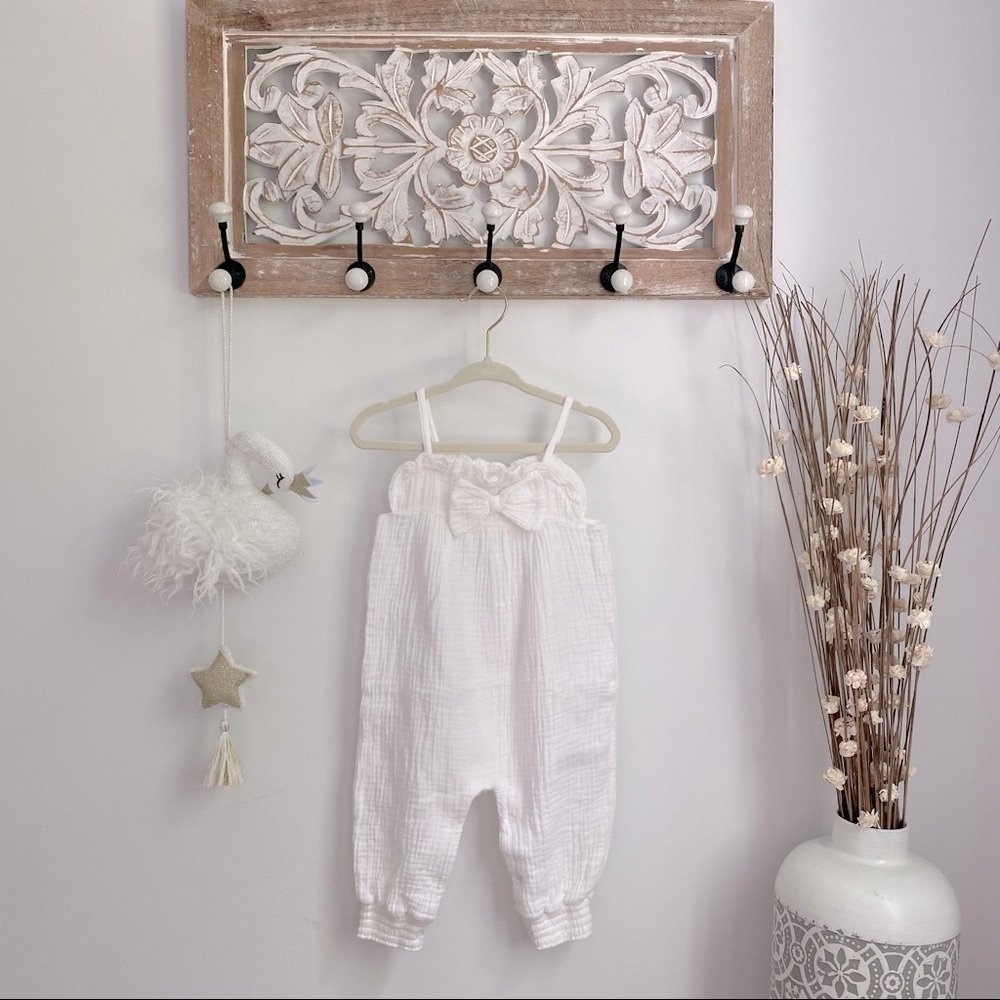 Baby Girl White Gauzy Romper Jumper